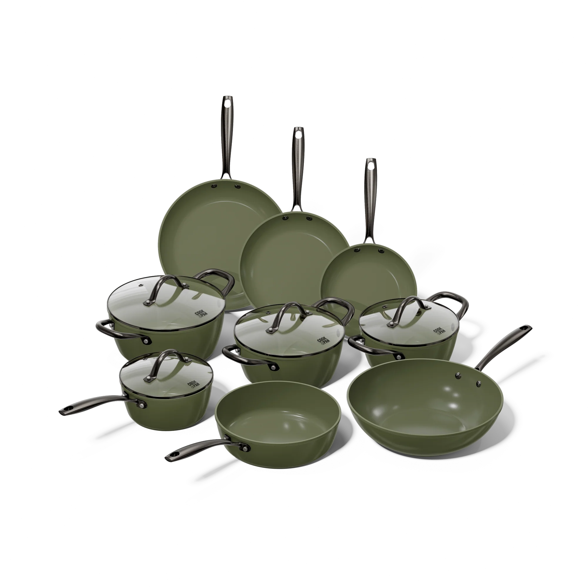 Dark Olive Pannenset 9-delig